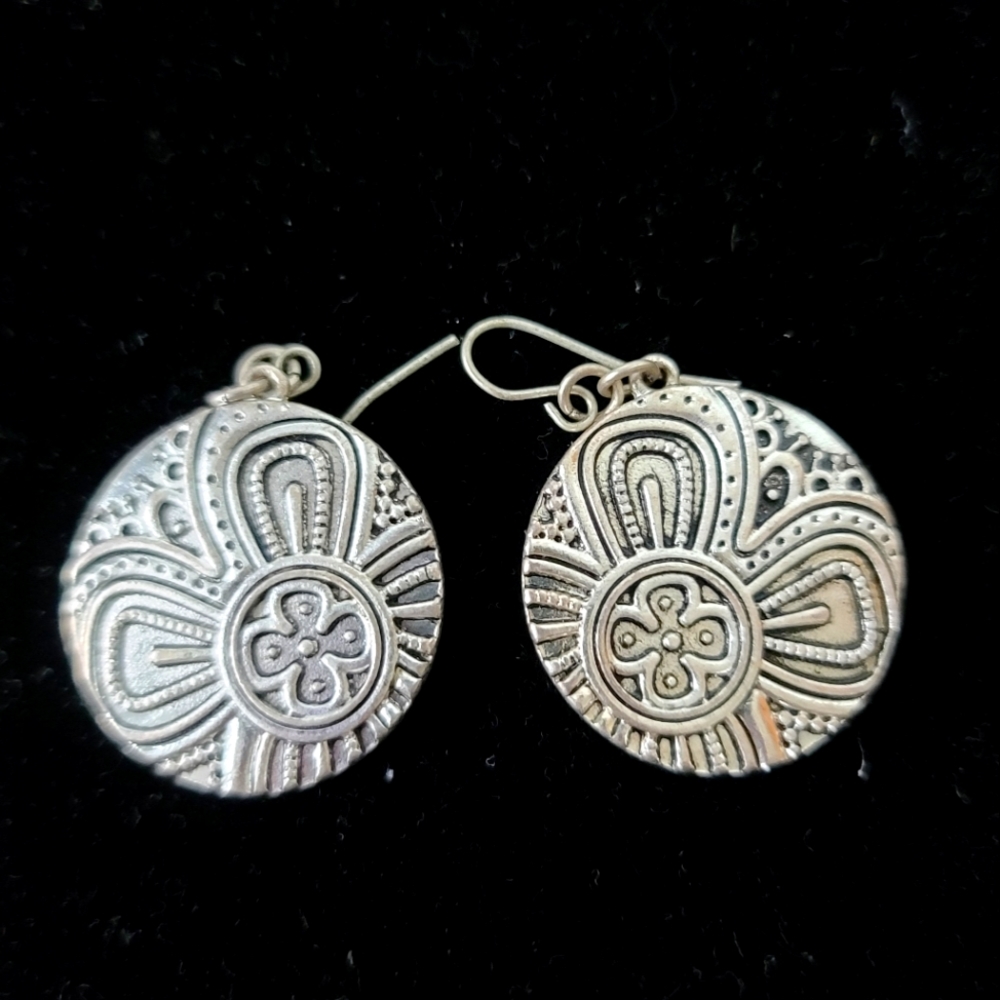Sterling silver hand stamped earrings